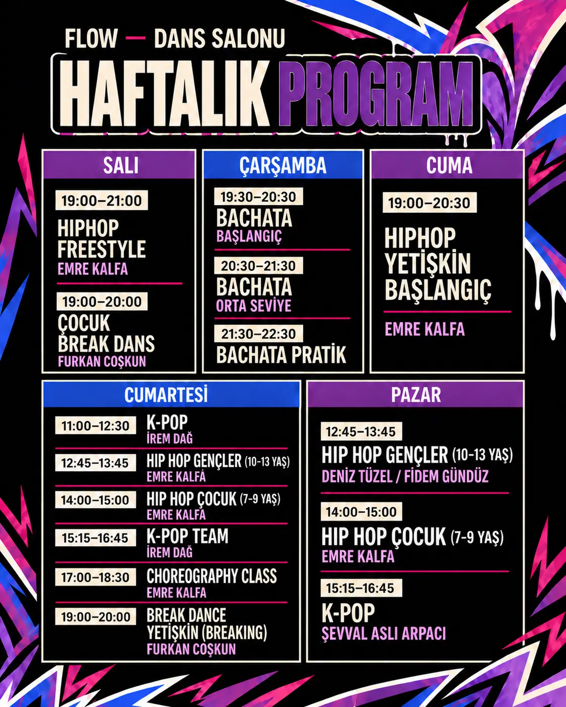 Yeni sezon programımız hazır!